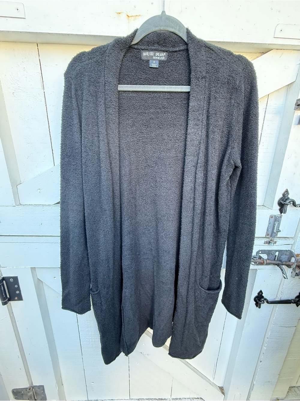 Barefoot Dreams Black Open-Front Plush Cardigan